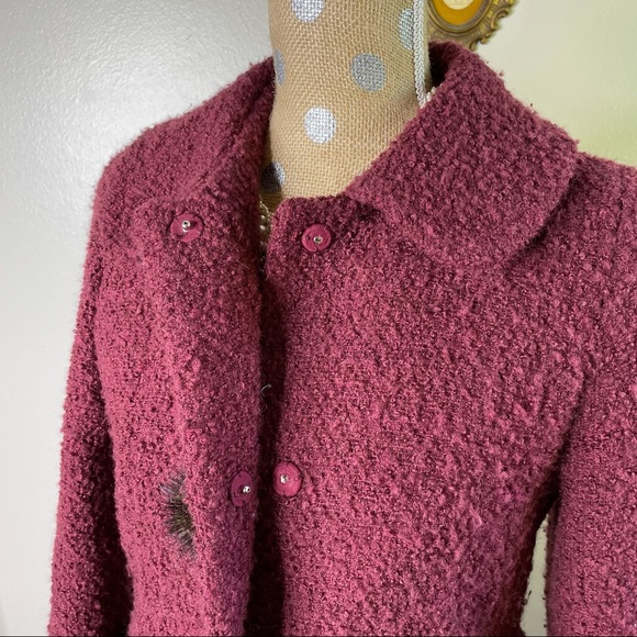 She’s Designed Italy Wool Blend Real Fur Pom Button Fashion Coat Size Large - 8 - Picture 15 of 17